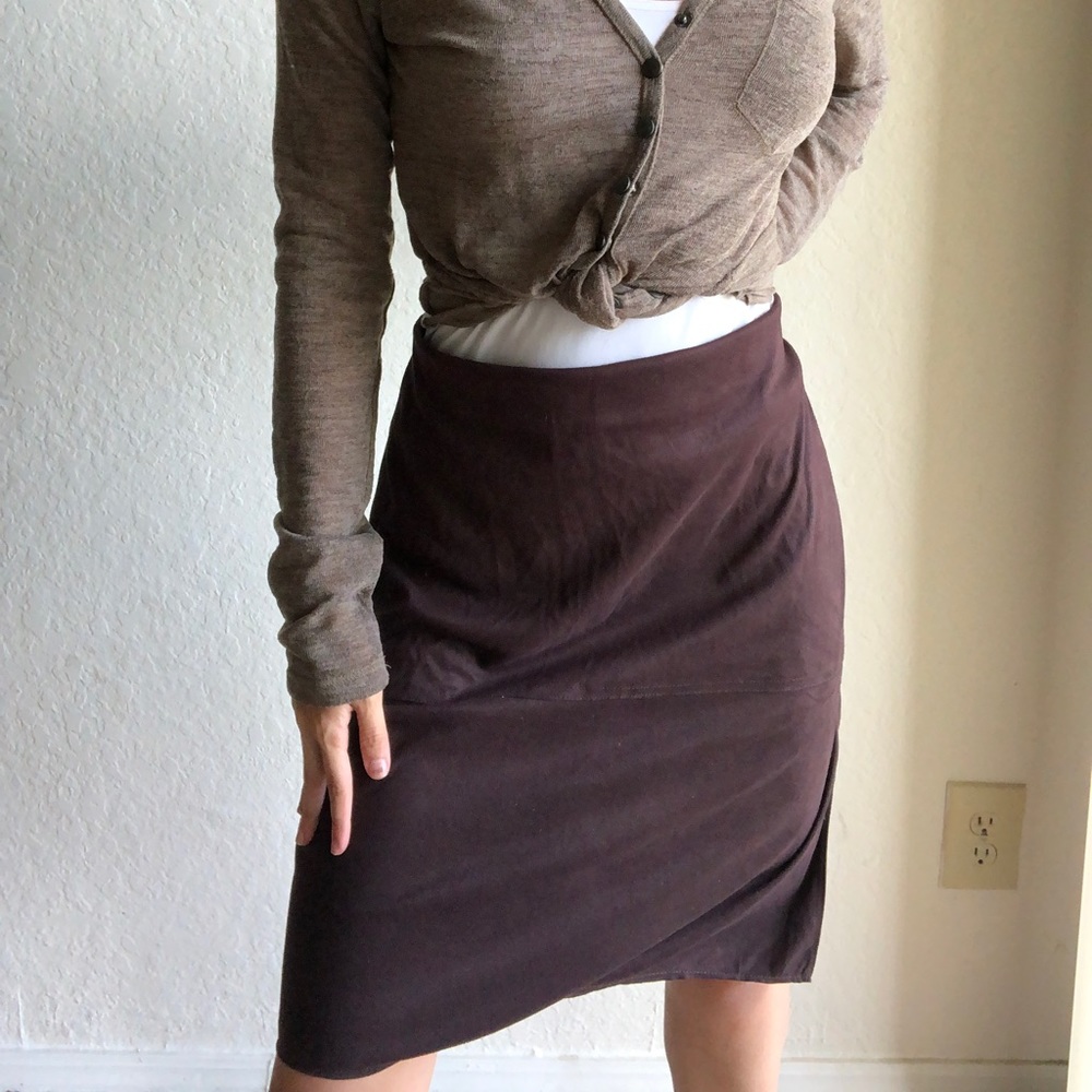 Max Studio Basic Brown Midi Skirt Polyester - image 1